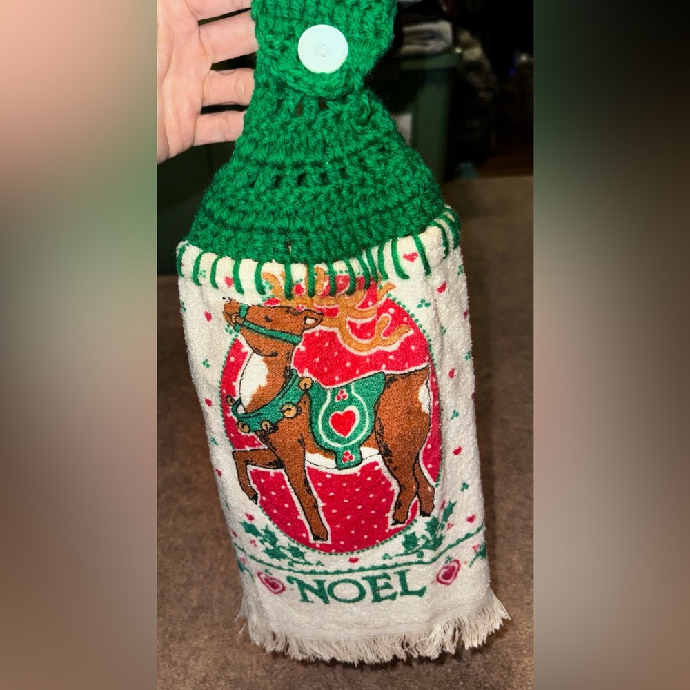 Vintage Christmas Reindeer Hanging Towel✨